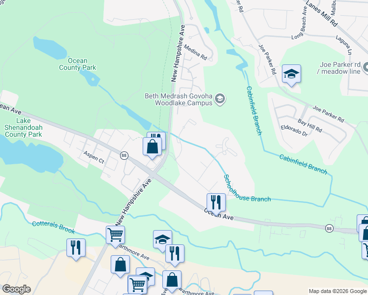 map of restaurants, bars, coffee shops, grocery stores, and more near 5 Fountain Drive in Lakewood