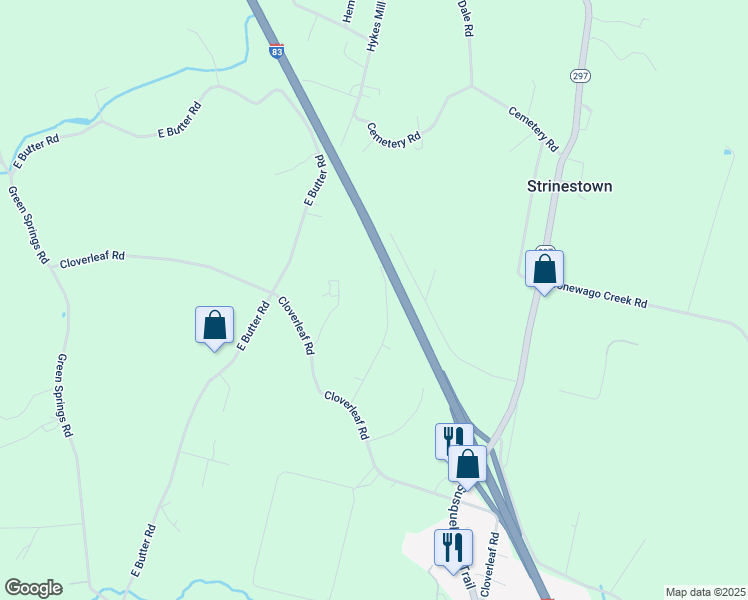 map of restaurants, bars, coffee shops, grocery stores, and more near 130 Kern Road in York