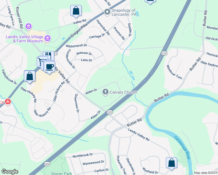 map of restaurants, bars, coffee shops, grocery stores, and more near 1051 Landis Valley Rd in Lancaster