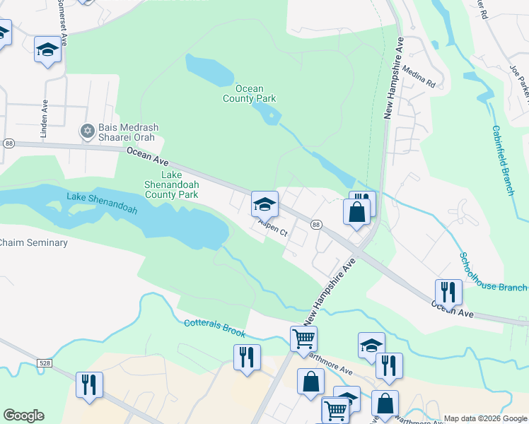map of restaurants, bars, coffee shops, grocery stores, and more near 98 Aspen Court in Lakewood