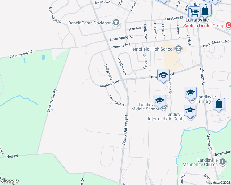 map of restaurants, bars, coffee shops, grocery stores, and more near 530 Hollyann Drive in Landisville