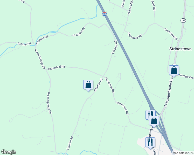 map of restaurants, bars, coffee shops, grocery stores, and more near 510 Cloverleaf Road in York