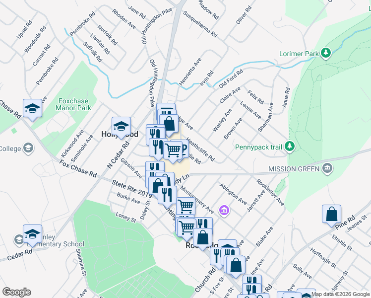 map of restaurants, bars, coffee shops, grocery stores, and more near 379 Ainslie Road in Montgomery County
