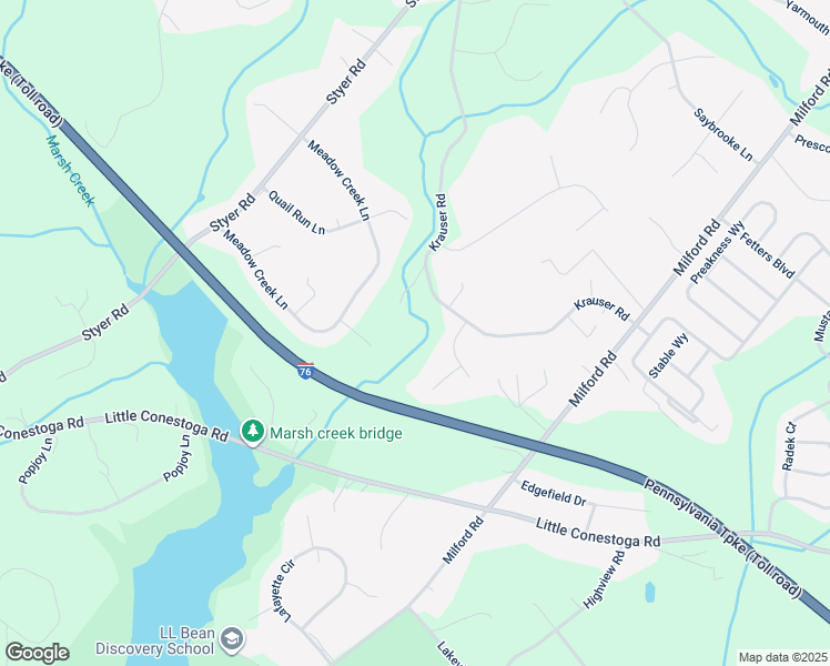 map of restaurants, bars, coffee shops, grocery stores, and more near 30 Krauser Road in Downingtown
