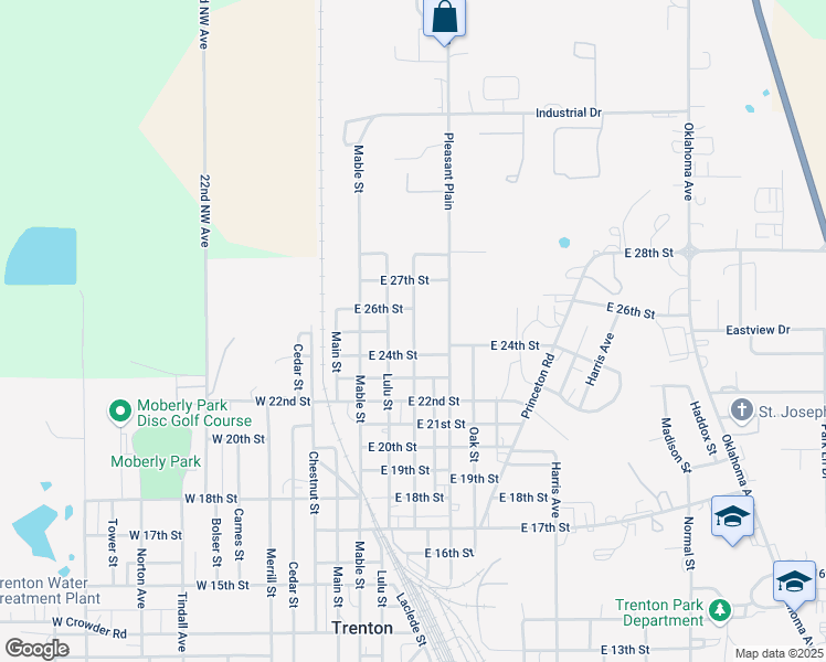 map of restaurants, bars, coffee shops, grocery stores, and more near 2499 Chicago Street in Trenton