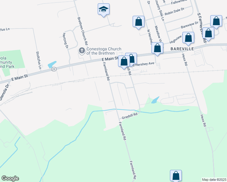 map of restaurants, bars, coffee shops, grocery stores, and more near 39 Farmland Road in Lancaster County