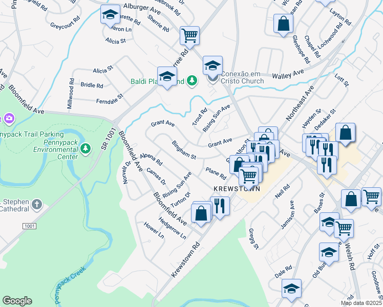 map of restaurants, bars, coffee shops, grocery stores, and more near 1109 Bingham Street in Philadelphia