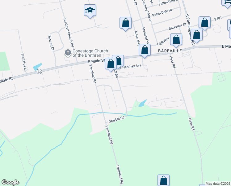 map of restaurants, bars, coffee shops, grocery stores, and more near 46 Melvin Drive in Lancaster County