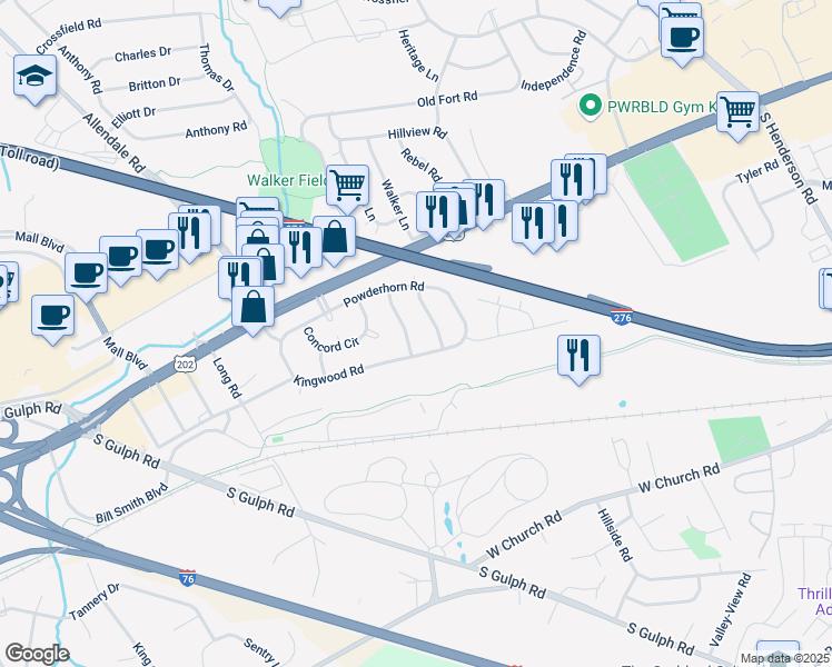 map of restaurants, bars, coffee shops, grocery stores, and more near 159 Flintlock Road in King of Prussia