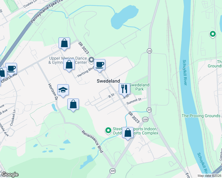 map of restaurants, bars, coffee shops, grocery stores, and more near in Montgomery County