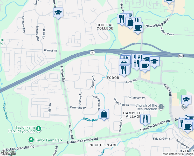 map of restaurants, bars, coffee shops, grocery stores, and more near 7204 Marylebury Square in New Albany