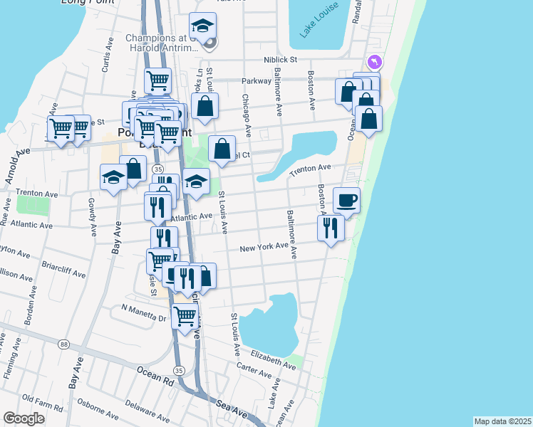 map of restaurants, bars, coffee shops, grocery stores, and more near 212 Forman Avenue in Point Pleasant Beach