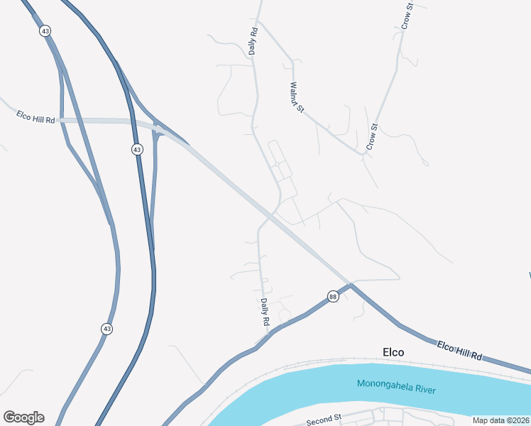 map of restaurants, bars, coffee shops, grocery stores, and more near Elco Hill Road in Coal Center