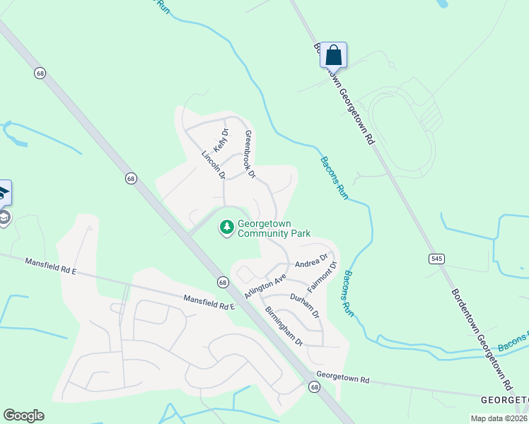 map of restaurants, bars, coffee shops, grocery stores, and more near 20 Hemingway Lane in Mansfield
