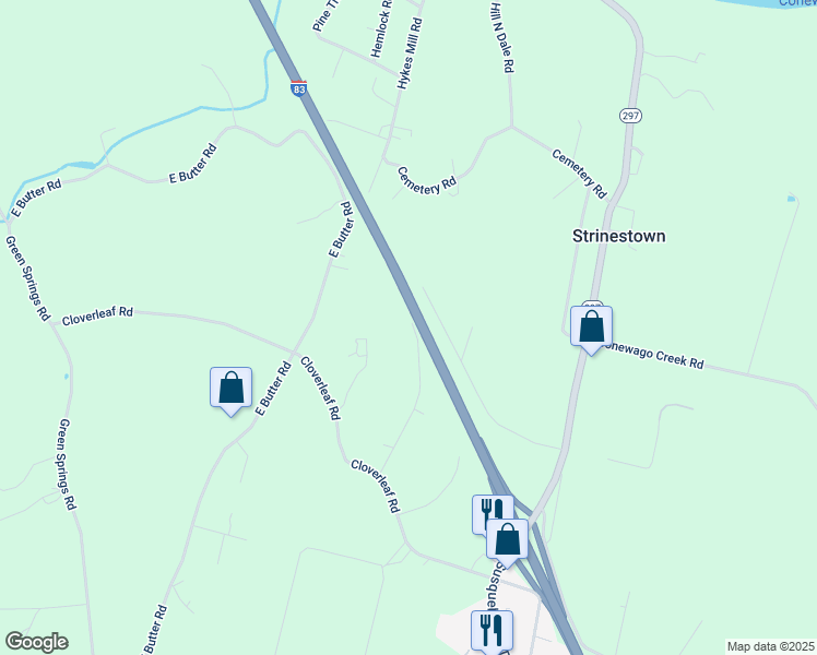 map of restaurants, bars, coffee shops, grocery stores, and more near 170 Kern Road in York
