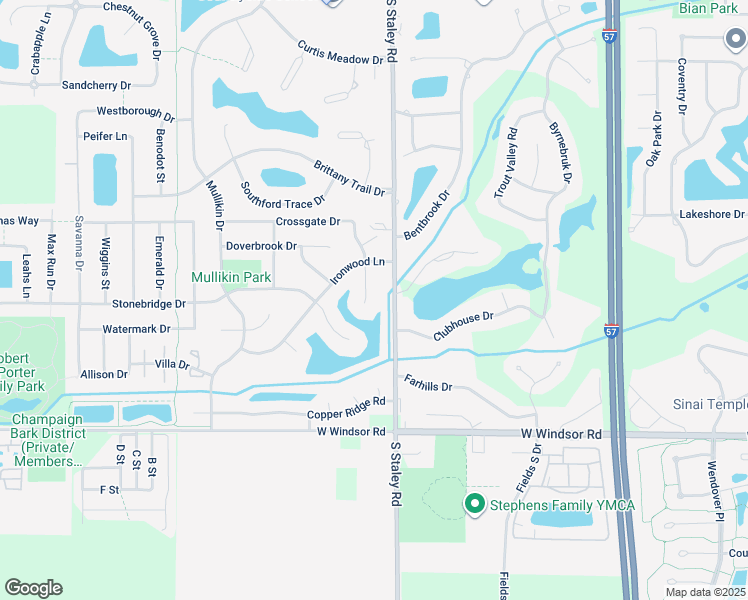map of restaurants, bars, coffee shops, grocery stores, and more near 2105 Crossgate Court in Champaign