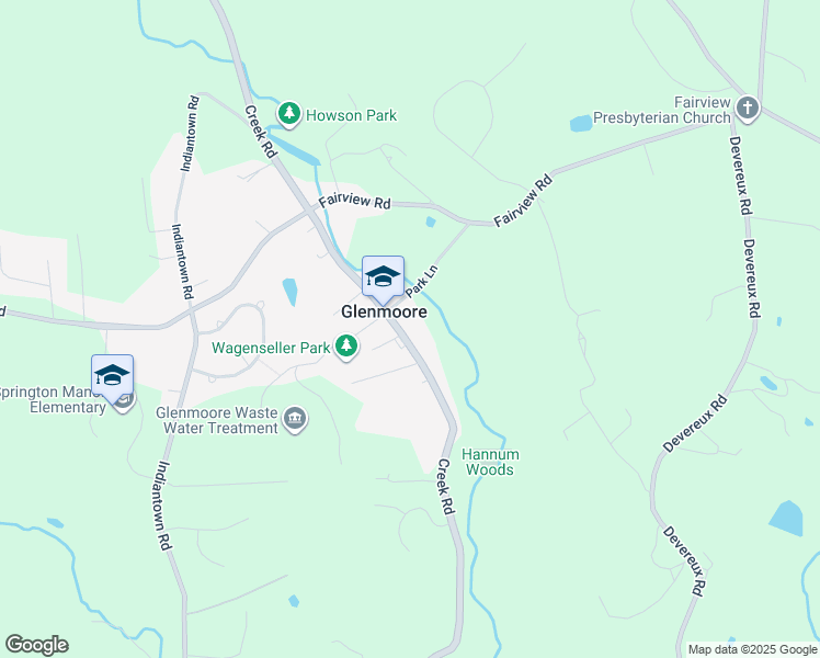 map of restaurants, bars, coffee shops, grocery stores, and more near 1931 Creek Road in Glenmoore