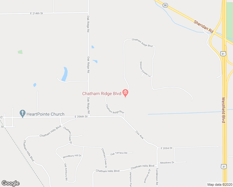 map of restaurants, bars, coffee shops, grocery stores, and more near Chatham Ridge Boulevard in Hamilton County