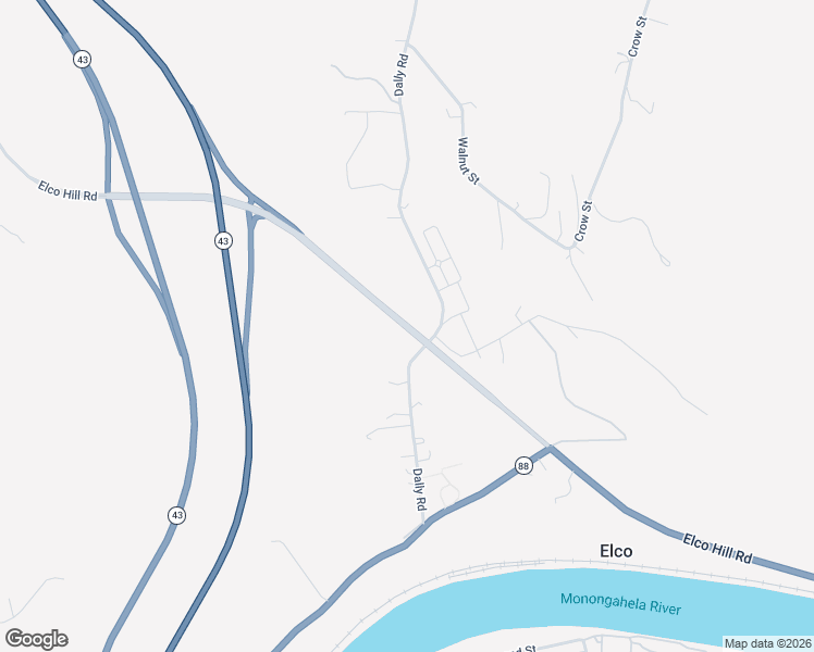 map of restaurants, bars, coffee shops, grocery stores, and more near Elco Hill Road in Coal Center