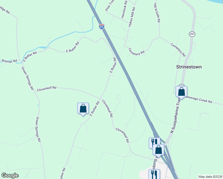map of restaurants, bars, coffee shops, grocery stores, and more near 945 East Butter Road in York