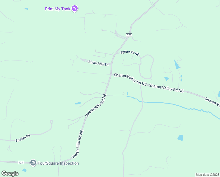 map of restaurants, bars, coffee shops, grocery stores, and more near 2086 Welsh Hills Road Northeast in Granville
