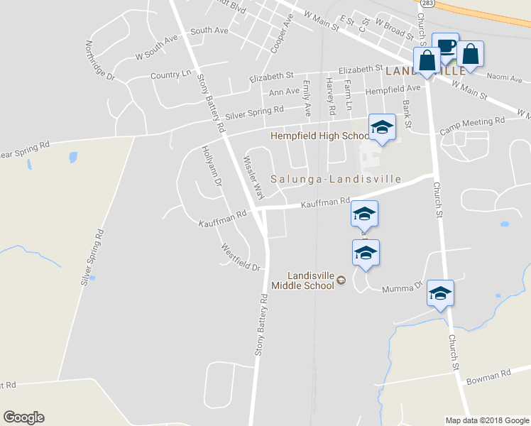 map of restaurants, bars, coffee shops, grocery stores, and more near 501 Stoney Battery Road in Salunga-Landisville