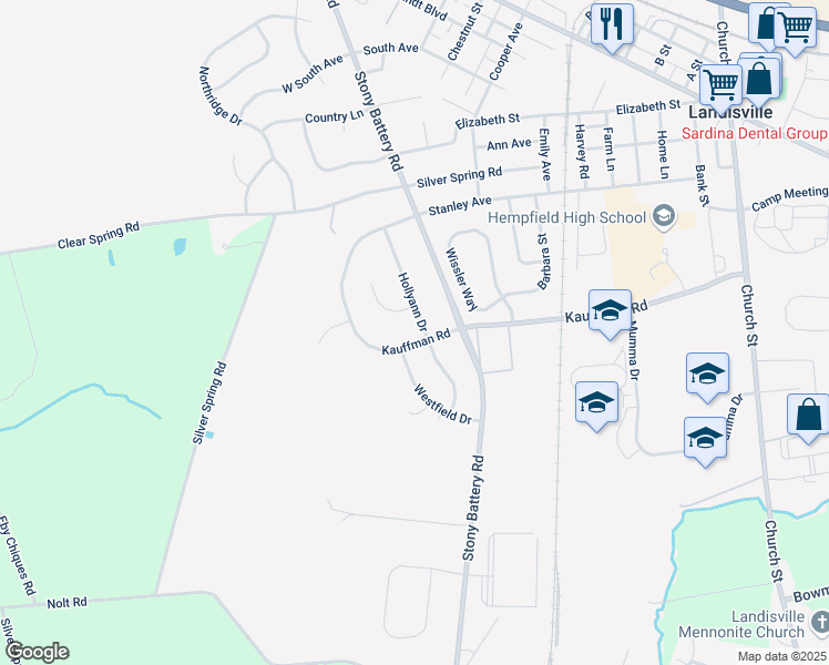 map of restaurants, bars, coffee shops, grocery stores, and more near 480 Hollyann Drive in Salunga-Landisville
