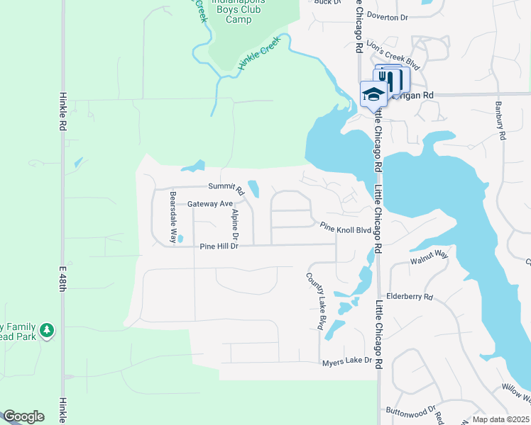 map of restaurants, bars, coffee shops, grocery stores, and more near 5448 Pine Knoll Boulevard in Noblesville