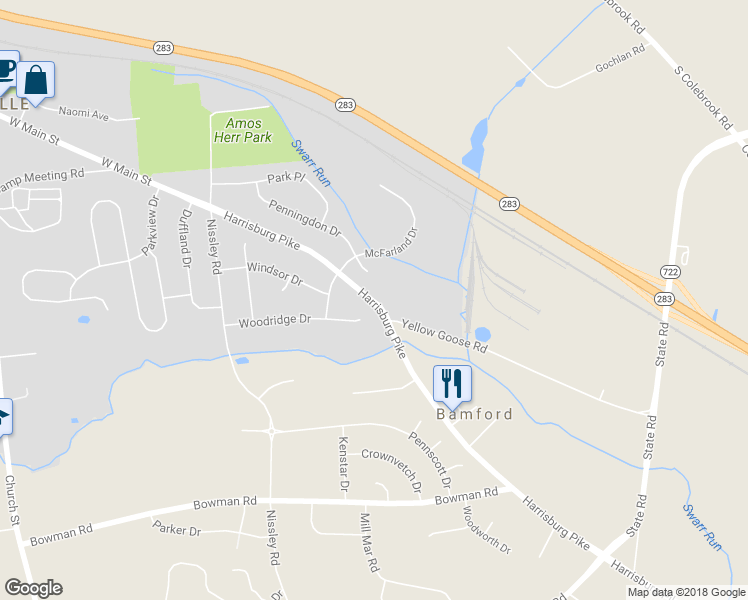 map of restaurants, bars, coffee shops, grocery stores, and more near 3115 Harrisburg Pike in Lancaster County