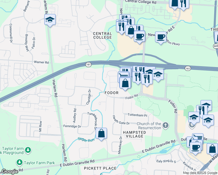 map of restaurants, bars, coffee shops, grocery stores, and more near 5213 Sabine Hall in New Albany