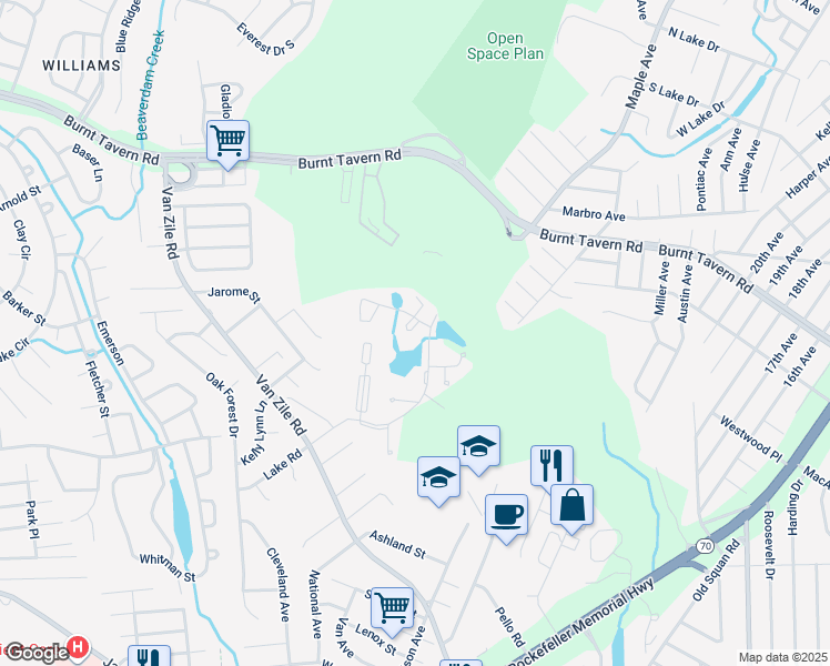 map of restaurants, bars, coffee shops, grocery stores, and more near 5 Brandywine Court in Brick Township