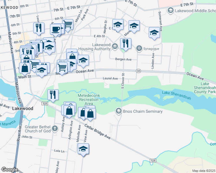 map of restaurants, bars, coffee shops, grocery stores, and more near 326-1/2 Laurel Avenue in Lakewood
