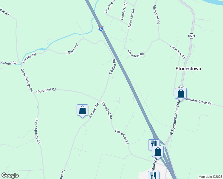 map of restaurants, bars, coffee shops, grocery stores, and more near 945 East Butter Road in York