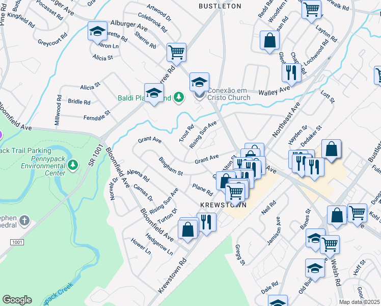 map of restaurants, bars, coffee shops, grocery stores, and more near 9309 Rising Sun Avenue in Philadelphia