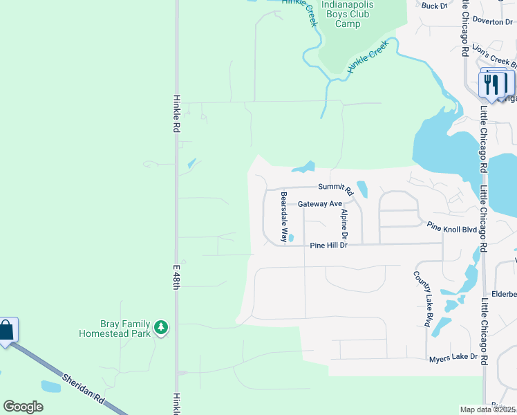 map of restaurants, bars, coffee shops, grocery stores, and more near 5093 Pine Hill Drive in Noblesville