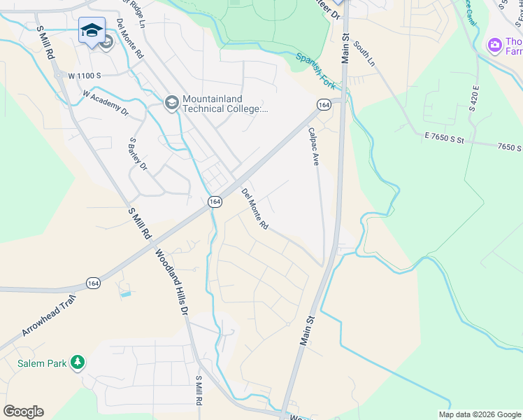 map of restaurants, bars, coffee shops, grocery stores, and more near 1611 Del Monte Road in Spanish Fork
