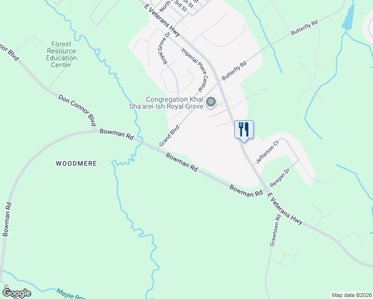 map of restaurants, bars, coffee shops, grocery stores, and more near 98 Bowman Road in Jackson Township