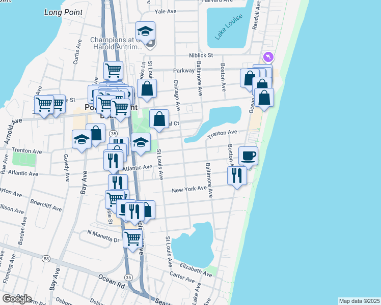 map of restaurants, bars, coffee shops, grocery stores, and more near 212 Forman Avenue in Point Pleasant Beach
