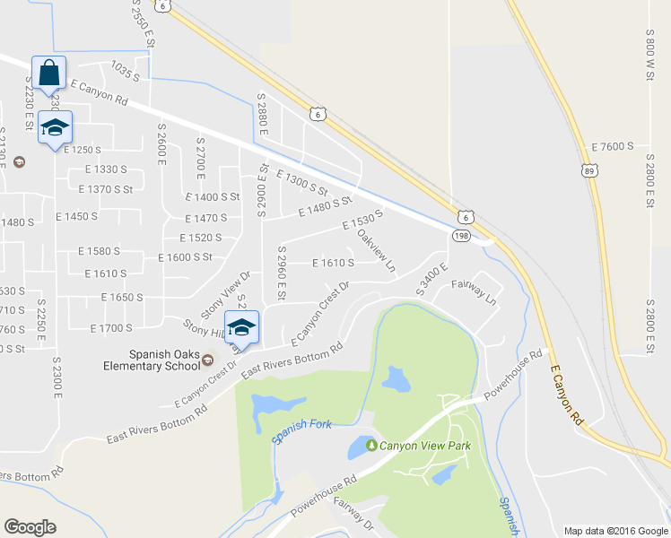 map of restaurants, bars, coffee shops, grocery stores, and more near 3072 E 1610 S in Spanish Fork