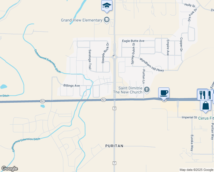 map of restaurants, bars, coffee shops, grocery stores, and more near 6219 Saratoga Trail in Frederick