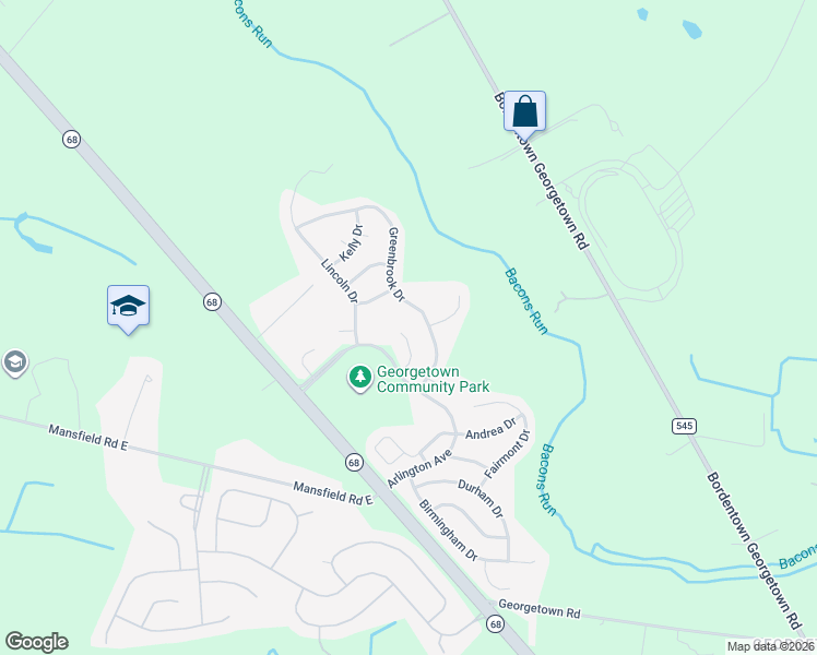 map of restaurants, bars, coffee shops, grocery stores, and more near 20 Hemingway Lane in Mansfield