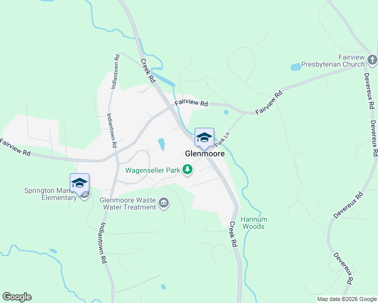 map of restaurants, bars, coffee shops, grocery stores, and more near 1994 Creek Road in Glenmoore