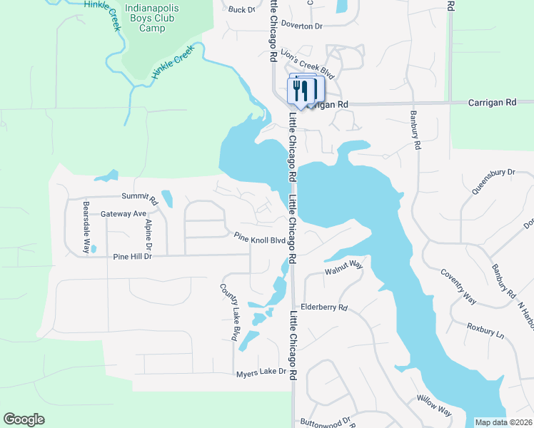 map of restaurants, bars, coffee shops, grocery stores, and more near 101 Knoll Court in Noblesville