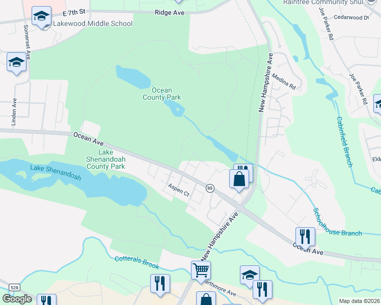map of restaurants, bars, coffee shops, grocery stores, and more near 28 Natures Way in Lakewood