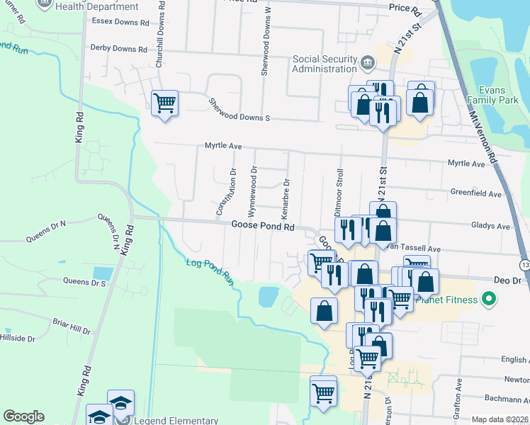 map of restaurants, bars, coffee shops, grocery stores, and more near 380 Goose Pond Road in Newark