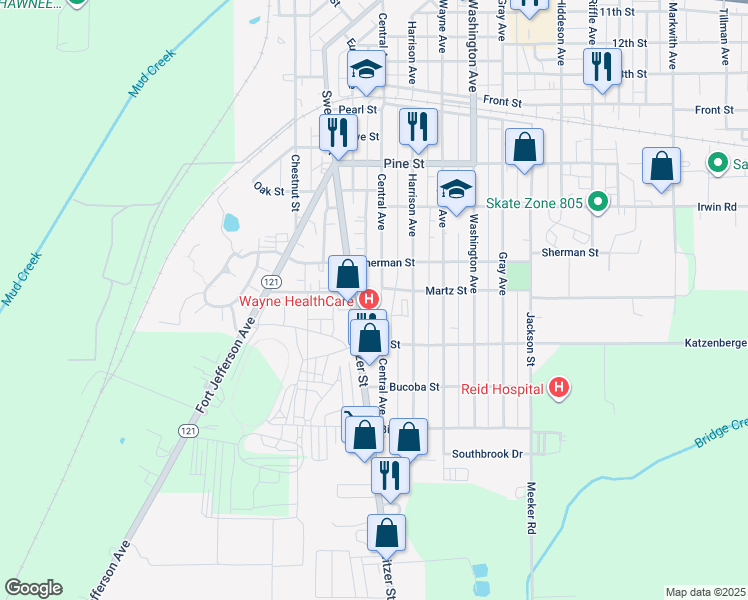 map of restaurants, bars, coffee shops, grocery stores, and more near 835 Sweitzer Street in Greenville