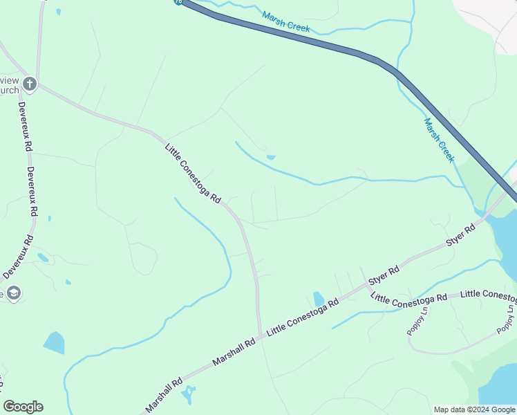 map of restaurants, bars, coffee shops, grocery stores, and more near 19 Seminary Road in Glenmoore