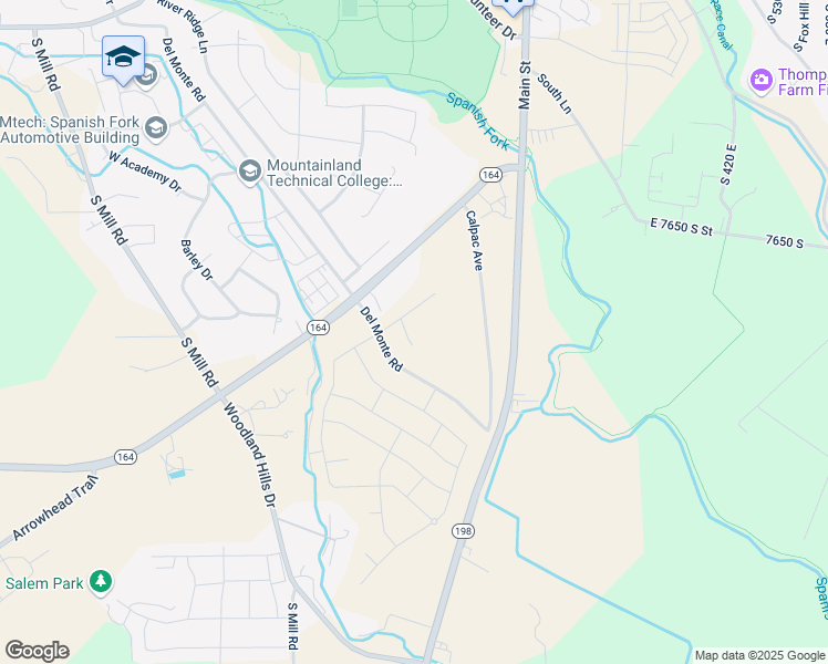 map of restaurants, bars, coffee shops, grocery stores, and more near 7650 Calpac Avenue in Spanish Fork