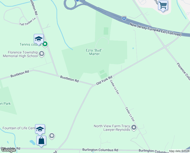 map of restaurants, bars, coffee shops, grocery stores, and more near 2091 Old York Road in Burlington