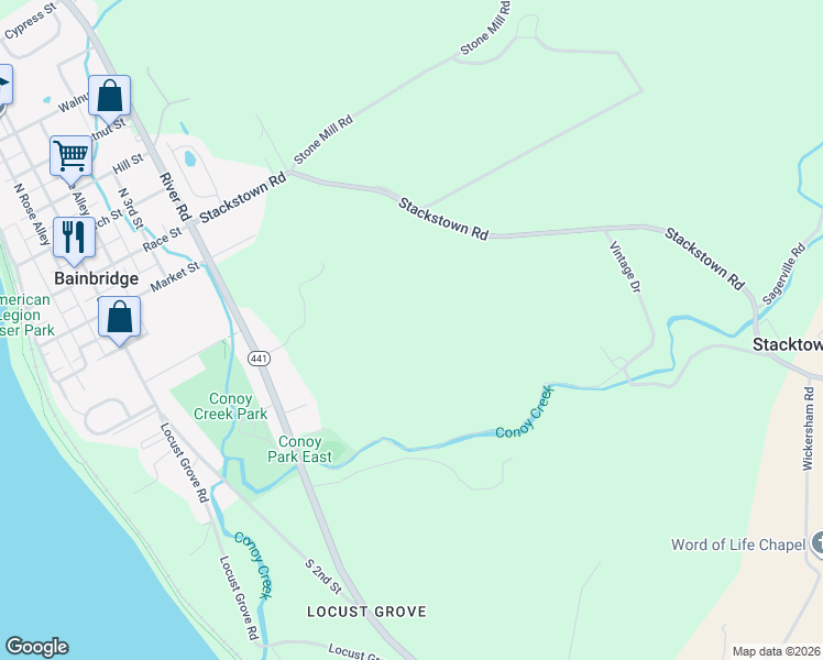 map of restaurants, bars, coffee shops, grocery stores, and more near in Locust Grove